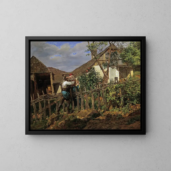De Buurtbewoners - Ferdinand Georg Waldmüller — ingelijst kunstwerk aan de muur