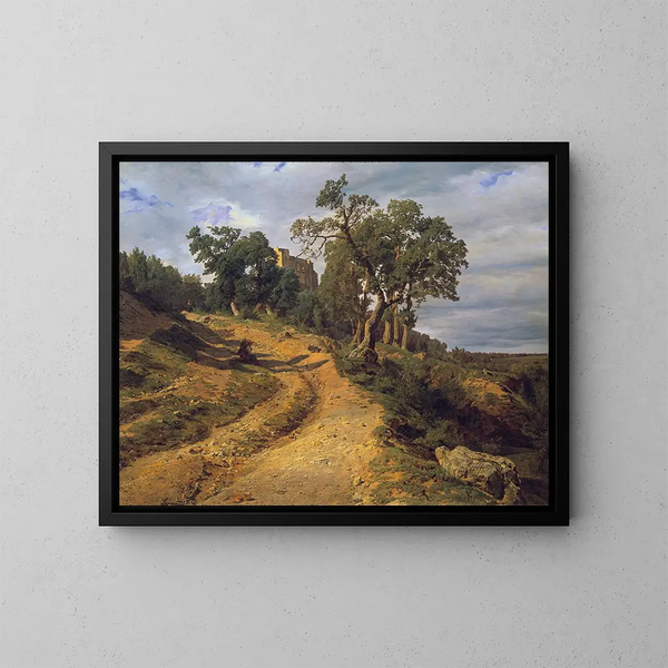 De ruïne van Liechtenstein bij Mödling - Ferdinand Georg Waldmüller — ingelijst kunstwerk aan de muur