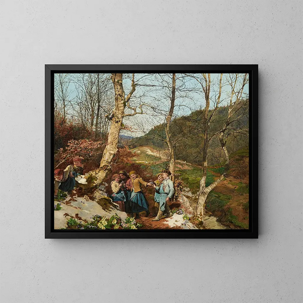 Vroepring in de bossen van Wenen - Ferdinand Georg Waldmüller — ingelijst kunstwerk aan de muur