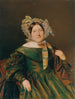 Vrouw in een groene zalmrood iriserende jurk - Ferdinand Georg Waldmüller — weergave van het kunstwerk