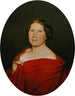 Vrouw met de salmonrood cape - Ferdinand Georg Waldmüller — weergave van het kunstwerk