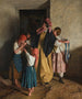 De afscheid van de peetouders na de bevestiging - Ferdinand Georg Waldmüller — weergave van het kunstwerk