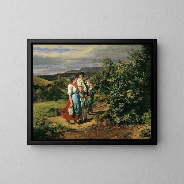 Terug van het werk De geliefden bij de kruising - Ferdinand Georg Waldmüller — ingelijst kunstwerk aan de muur