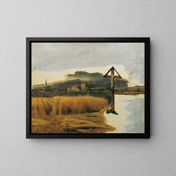 Landschap van Brunn am Gebirge - Ferdinand Georg Waldmüller — ingelijst kunstwerk aan de muur
