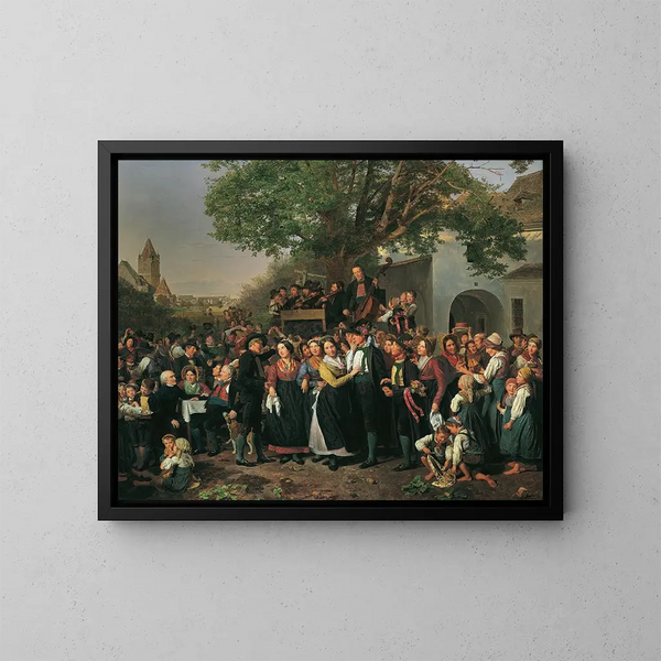 van het boerenhuwelijk in Neder-Oostenrijk - Ferdinand Georg Waldmüller — ingelijst kunstwerk aan de muur