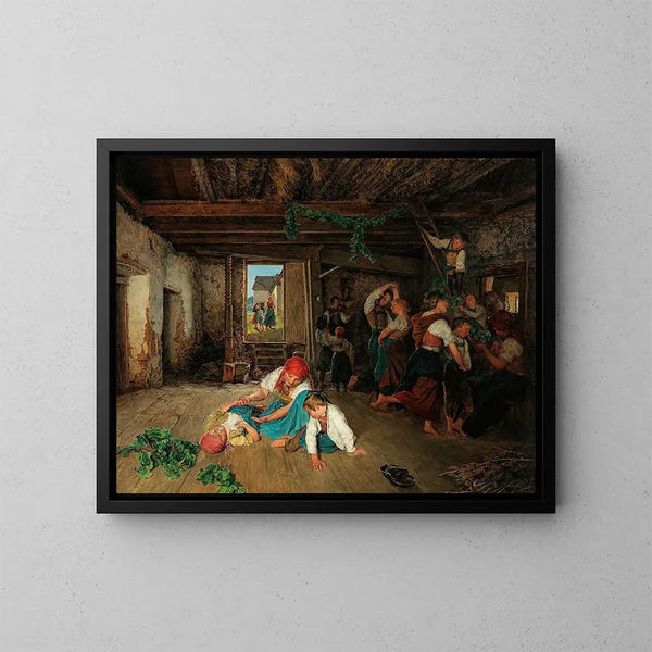 Voorbereiding van het wijndankfeest - Ferdinand Georg Waldmüller — ingelijst kunstwerk aan de muur