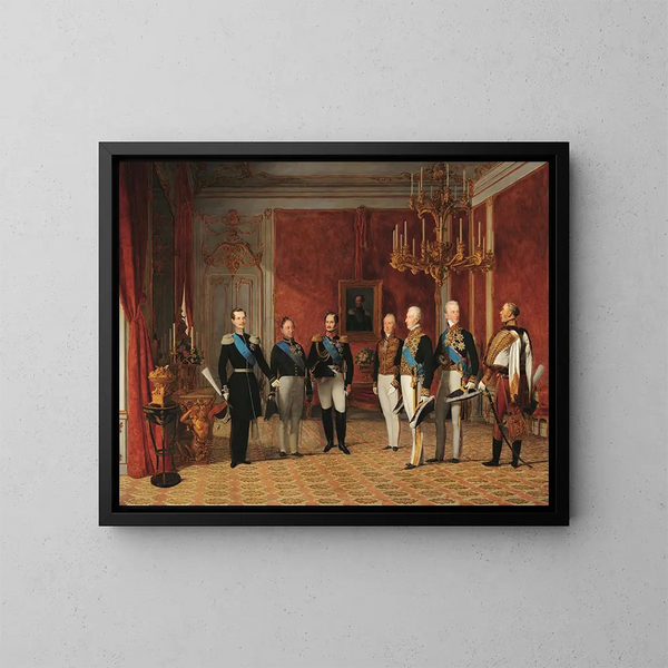 Ontvangst van grootvorst Aleksandr Nikolaevitsj door prins Metternich in Hofburg Wenen in 1839 - Ferdinand Georg Waldmüller — ingelijst kunstwerk aan de muur