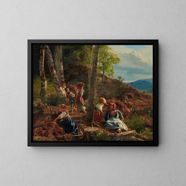 van het takkenverzamelaar in het Weense bos - Ferdinand Georg Waldmüller — ingelijst kunstwerk aan de muur