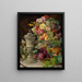 van een stilleven met fruit, bloemen en een zilveren kom - Ferdinand Georg Waldmüller — ingelijst kunstwerk aan de muur