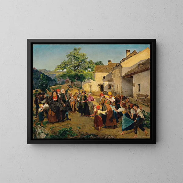 De vertrek van de bruid uit het huis van haar ouders - Ferdinand Georg Waldmüller — ingelijst kunstwerk aan de muur