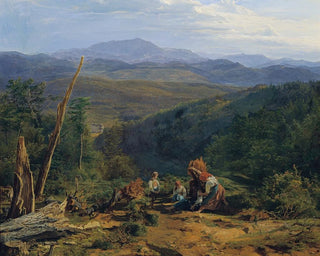 Landschap van het Weense bos met het kasteel van Wildegg - Ferdinand Georg Waldmüller — weergave van het kunstwerk