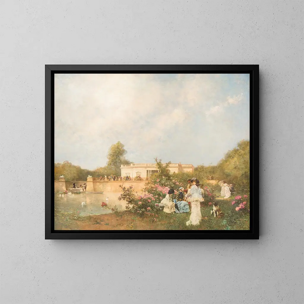 Zomerdag in de tuin van het paleis - Ferdinand Heilbuth — ingelijst kunstwerk aan de muur
