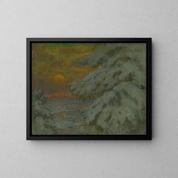 Zonsopgang in de winter - Ferdinand Katona — ingelijst kunstwerk aan de muur