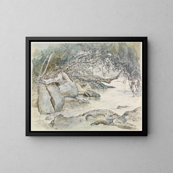 Rivage rocheux baigné par le Parahyba - Ferdinand Keller — ingelijst kunstwerk aan de muur