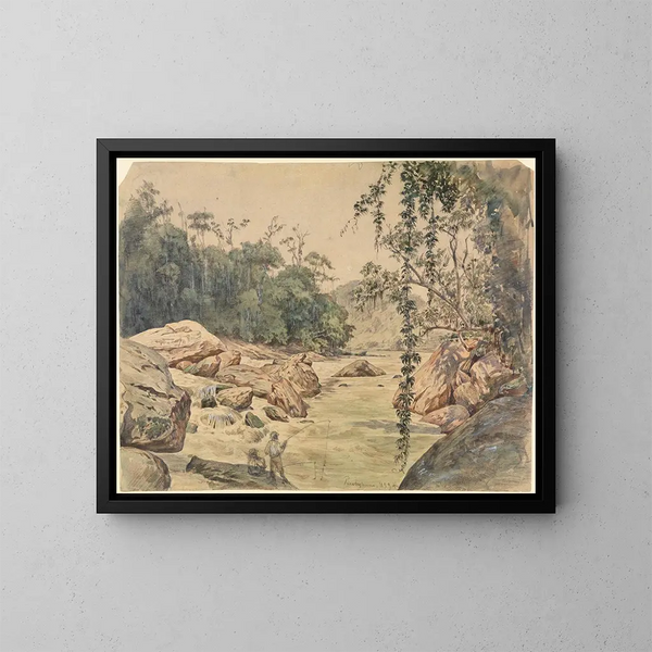 Twee vissers aan de Parahybafluss - Ferdinand Keller — ingelijst kunstwerk aan de muur