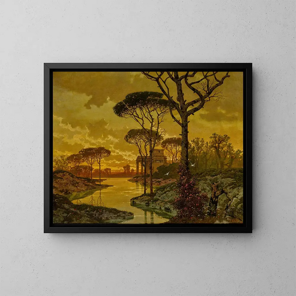 Landschap van de avond - Ferdinand Knab — ingelijst kunstwerk aan de muur
