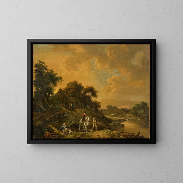 Landschap van de avond - Ferdinand Kobell — ingelijst kunstwerk aan de muur
