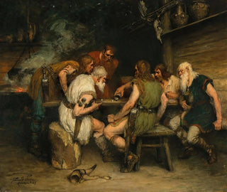Een dobbelspel - Ferdinand Leeke — weergave van het kunstwerk