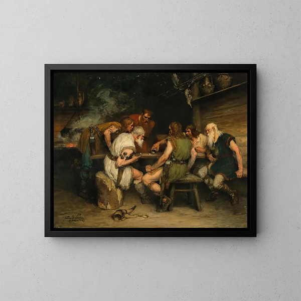 Een dobbelspel - Ferdinand Leeke — ingelijst kunstwerk aan de muur