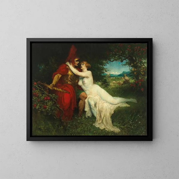 Richard Wagner's opera scène van Tannhäuser en Venus in het Venusberg schilderij - Ferdinand Leeke — ingelijst kunstwerk aan de muur