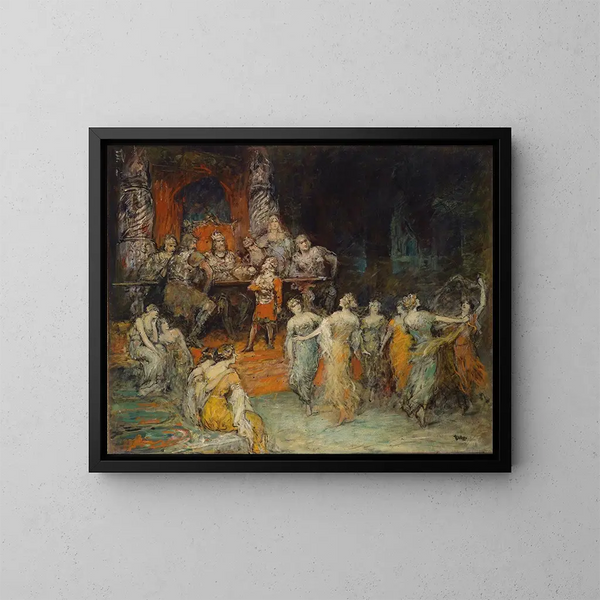 De dwergkoning Laurin aan het paleis van Dietrich in Bern - Ferdinand Leeke — ingelijst kunstwerk aan de muur