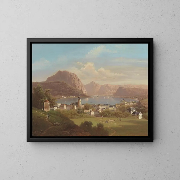 Uitzicht op Gmunden - Ferdinand Lepié — ingelijst kunstwerk aan de muur