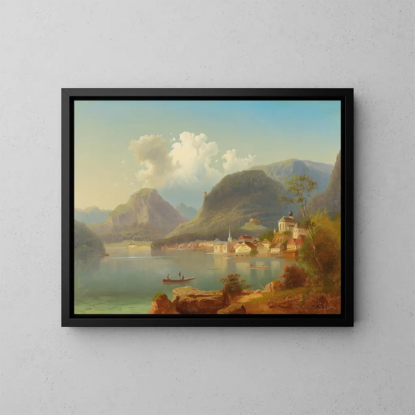 Vue van Hallstatt - Ferdinand Lepié — ingelijst kunstwerk aan de muur