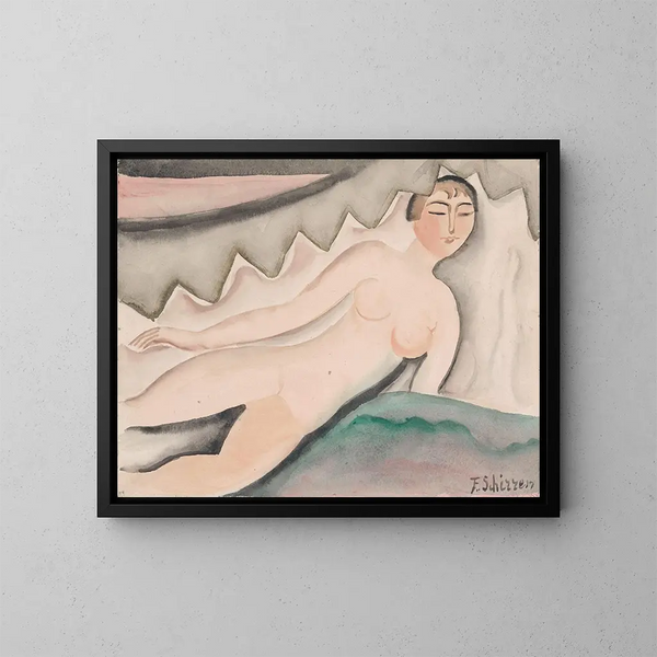 Nu allongé - Ferdinand Schirren — ingelijst kunstwerk aan de muur
