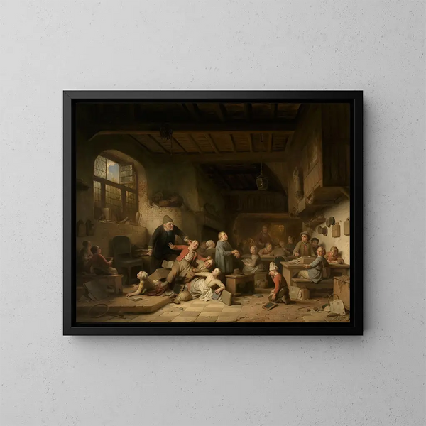 L'école du village - Ferdinand de Braekeleer — ingelijst kunstwerk aan de muur