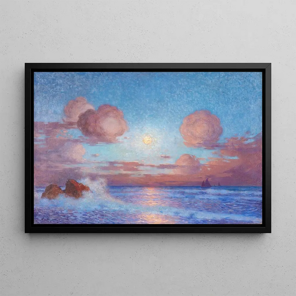 Ferdinand du Puigaudeau - Coucher de soleil sur la mer ou Voiliers au soleil couchant.webp