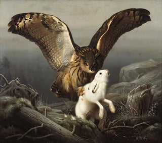 Ferdinand von Wright - An EagleOwl Seizes A Hare.webp
