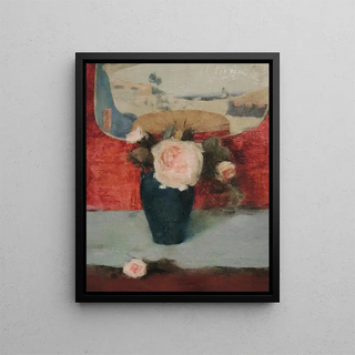 Fernand Khnopff - Roses et ventail japonais huile sur toile.webp