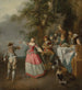 Feestelijke buitenwand met een dansend paar - Nicolas Lancret — weergave van het kunstwerk