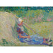 Reproductie van het schilderij van een meisje dat uitrust tegen een hooibaal - Jan Toorop
