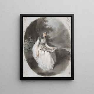 Firmin Massot - Portrait of a Seated Young Lady Drawing under a Tree late 18th19th century.webp