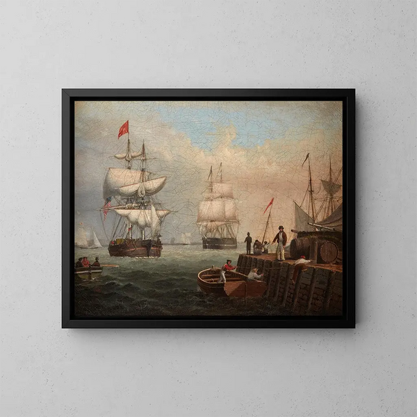 Haven van Boston - Fitz Henry Lane — ingelijst kunstwerk aan de muur