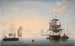 van de haven van Boston met de stad op de achtergrond - Fitz Henry Lane — weergave van het kunstwerk