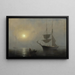 Scheepvaart in de mist, haven van Gloucester - Fitz Henry Lane — ingelijst kunstwerk aan de muur