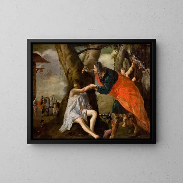 De Goede Samaritaan - Vlaamse school — ingelijst kunstwerk aan de muur