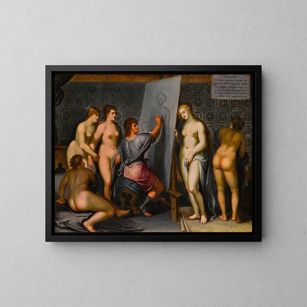 Zeuxis schildert Helena - Vlaamse school — ingelijst kunstwerk aan de muur