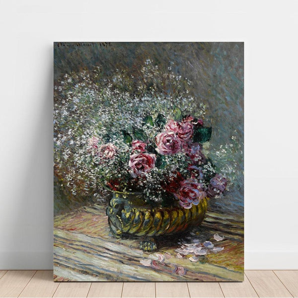 Reproductie van het schilderij Bloemen in een Pot (Rozen en Mist) - Claude Monet