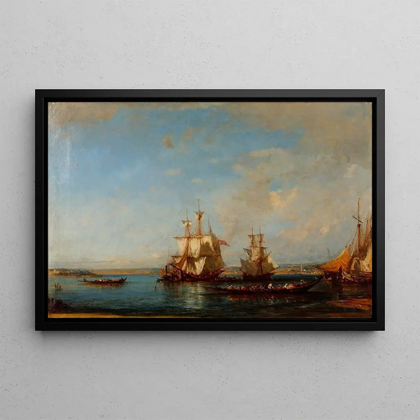 van Caïques en zeilboten aan de Bosporus - Félix Ziem — ingelijst kunstwerk aan de muur