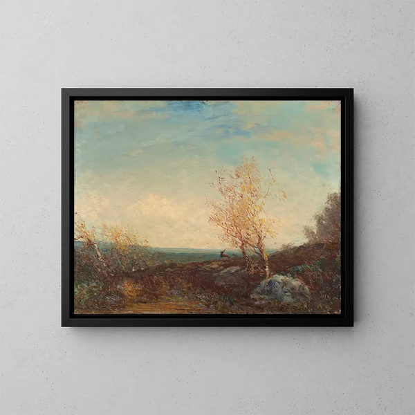 Hert in het Fontainebleau-bos in Félix Ziem — ingelijst kunstwerk aan de muur