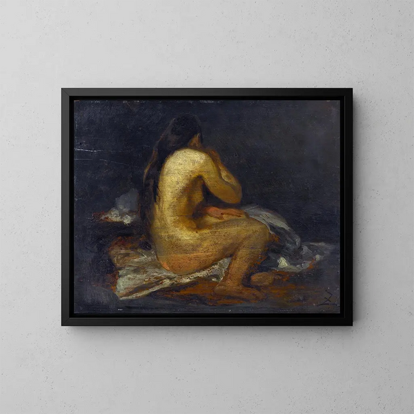 Vrouw naakt zittend - Félix Ziem — ingelijst kunstwerk aan de muur