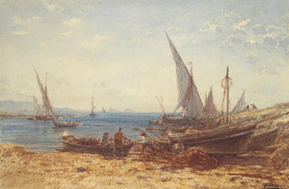 Flix Ziem - Fishermen and boats at waters edge.webp
