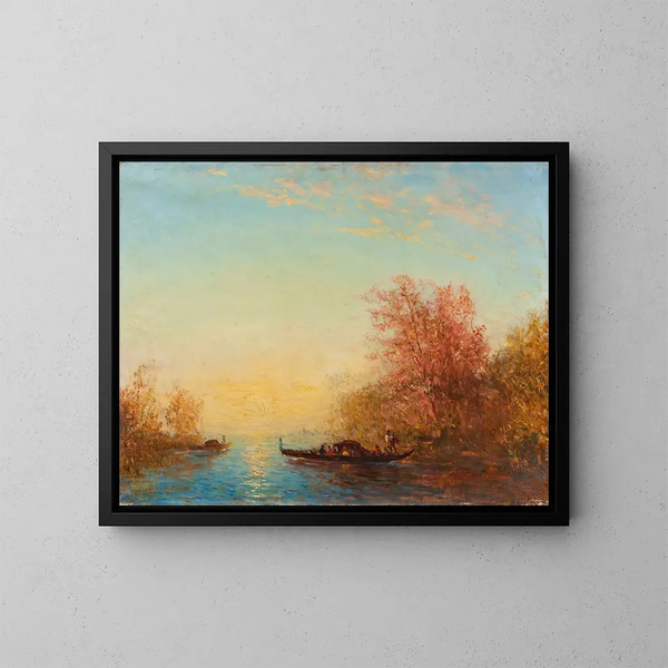 Fusine, omgeving van Venetië - Félix Ziem — ingelijst kunstwerk aan de muur