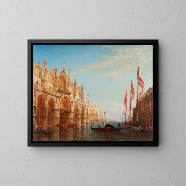 La Place Saint-Marc, overstroming van 1863 - Félix Ziem — ingelijst kunstwerk aan de muur