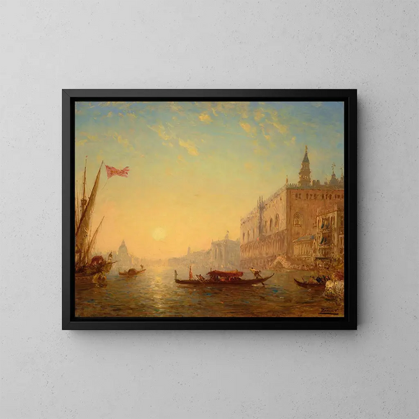 Het bassin gezien vanaf de kade van de slaven - Félix Ziem — ingelijst kunstwerk aan de muur