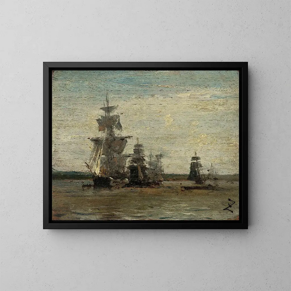 Les frégates - Félix Ziem — ingelijst kunstwerk aan de muur