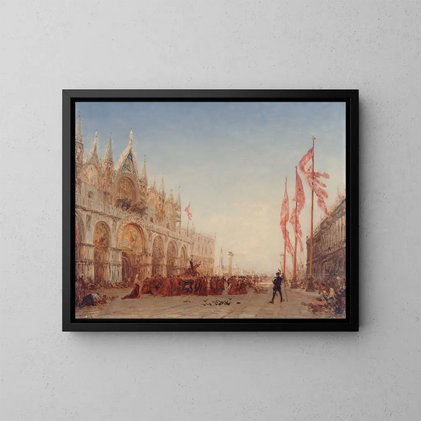 Processie van Sint-Joris in Venetië - Félix Ziem — ingelijst kunstwerk aan de muur